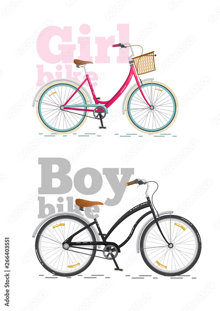 Fototapeta premium Sports bike for the city.. Flat bike isolated on white background. Healthy lifestyle and city vehicle. Vector