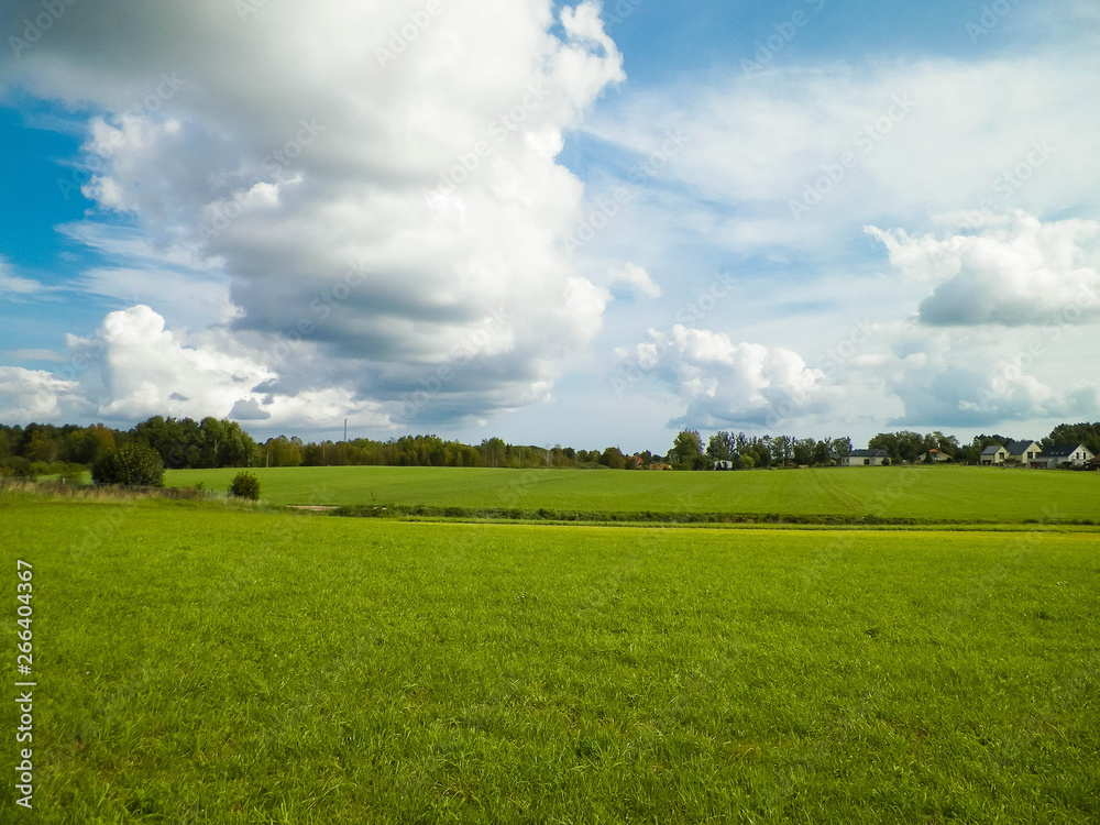 Green field in the Kashubian countryside. Poland. Green field in the Kashubian countryside. Poland.