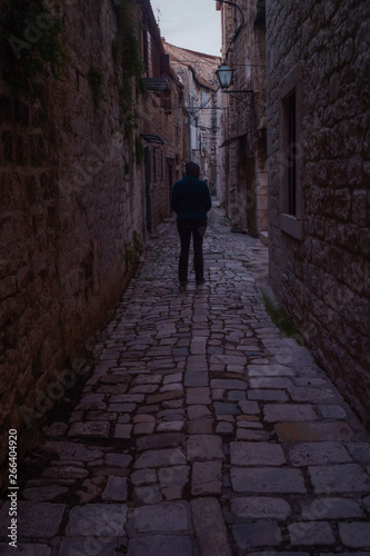 alley in old town, trogir, croatia