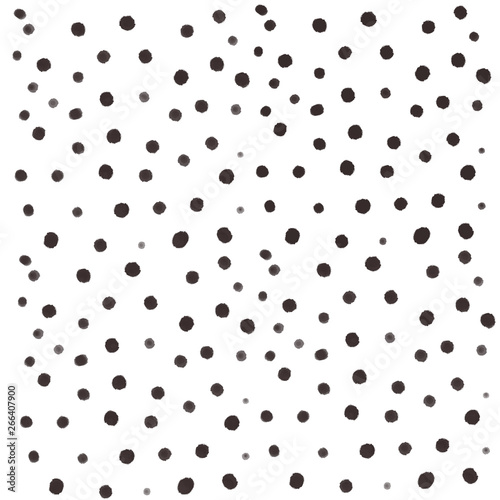 Black blurred dots of different size seamless pattern
