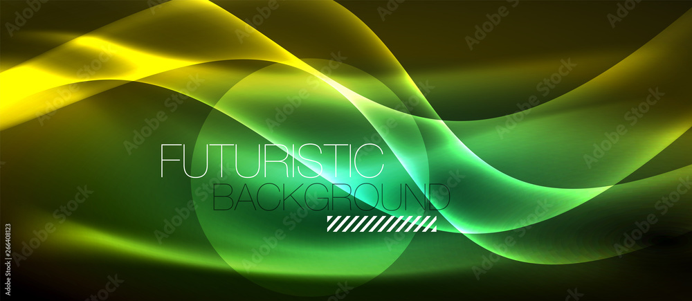 Neon shiny light glowing wave lines Neon shiny light glowing wave lines