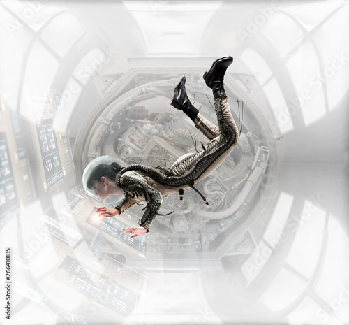 weightless in space station