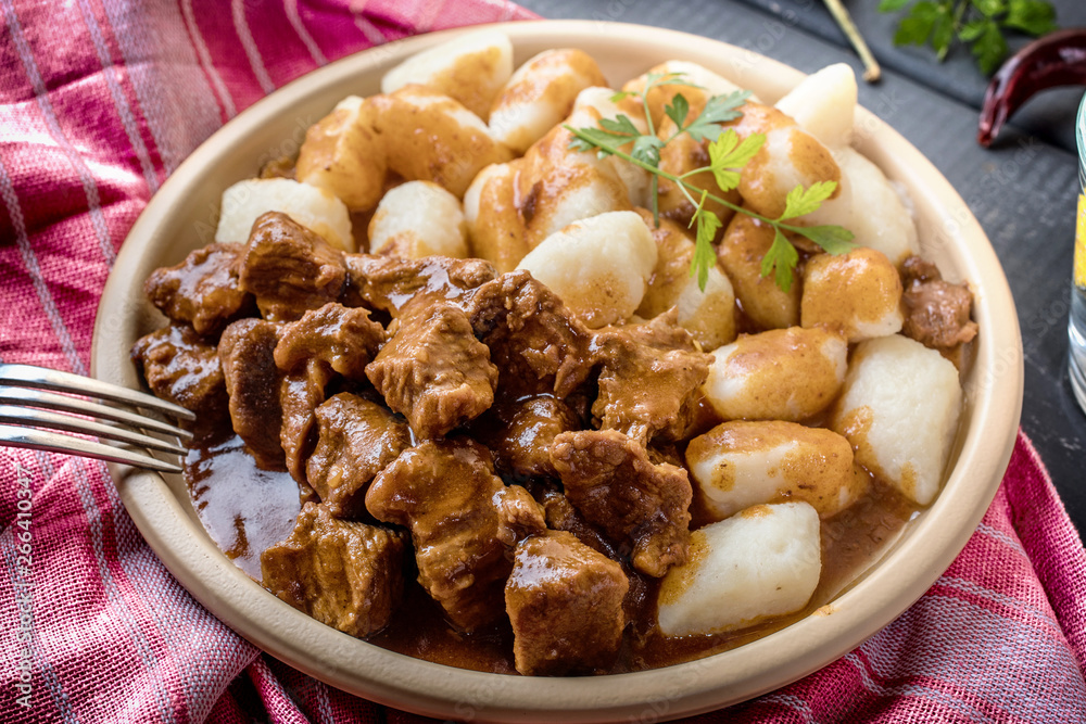Beef stew with potatoes dumplings. Beef stew with potatoes dumplings.