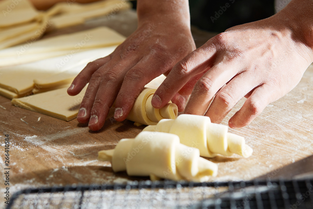 The process of making cantonese bread by hand is done in a sunshine making workshop The process of making cantonese bread by hand is done in a sunshine making workshop