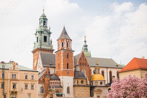 Historic city of Cracow in Poland, European medieval architecture. Wawel Cathedral in Wawel Castle in Krakow.