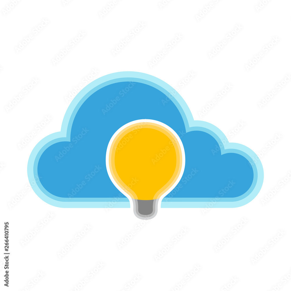 Cloud computing icon with a lightbulb symbol - Vector