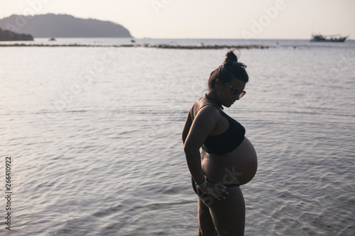 Pregnant Woman at Beach photo