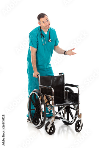 Doctor: Physician With A Temporary Wheelchair