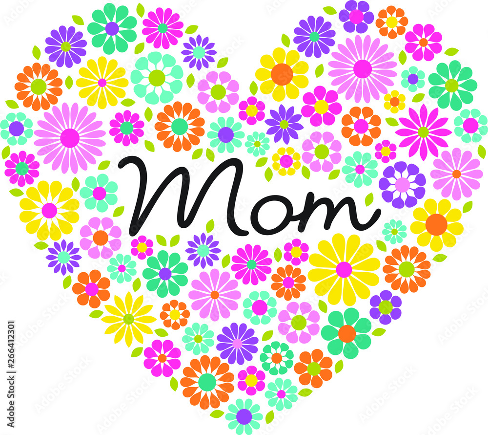 mother's day flower heart graphic