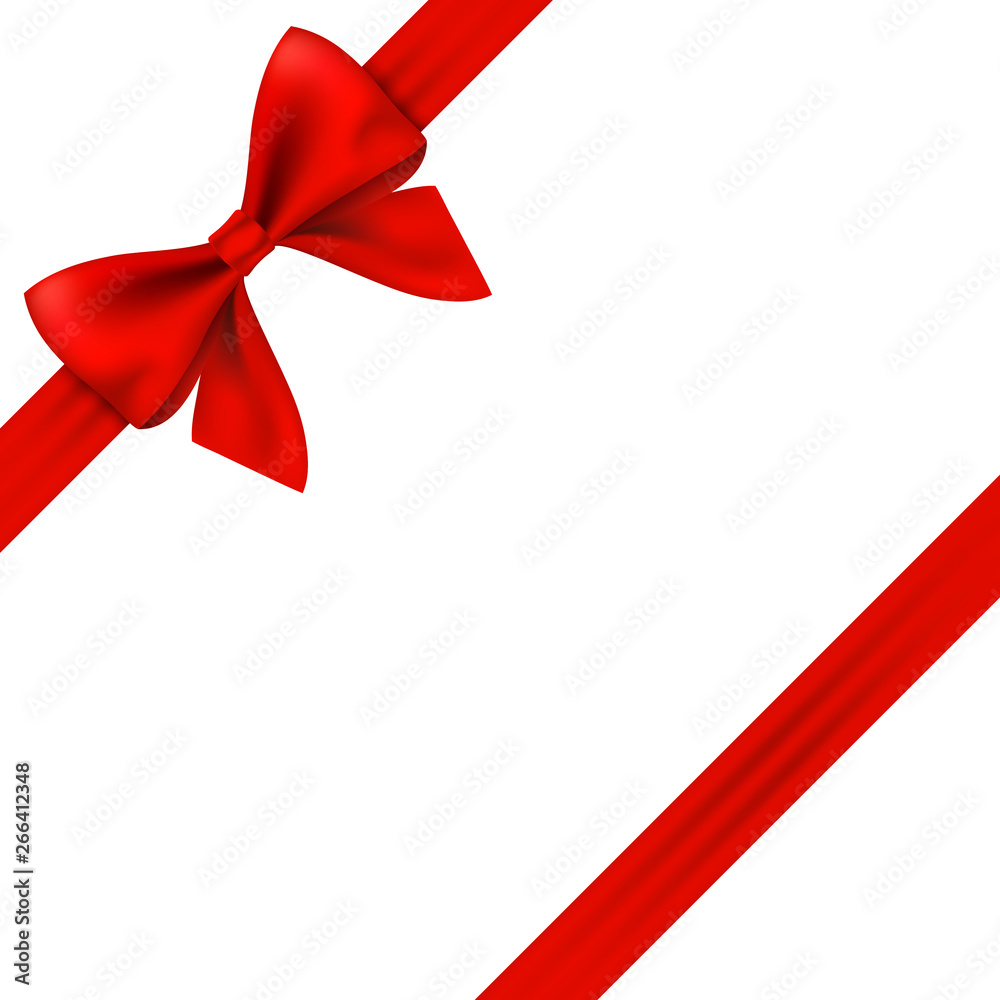 Red gift ribbon and bow on white background. Red gift ribbon and bow on white background.