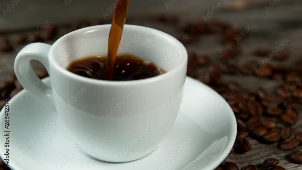 Pouring coffee in super slowmotion. Shooted with high speed cinema camera at 4K, 1000fps.