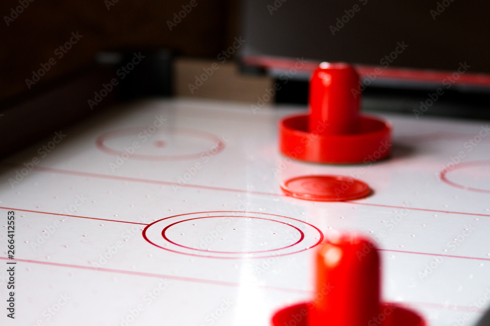 Air hockey table close up Air hockey table close up
