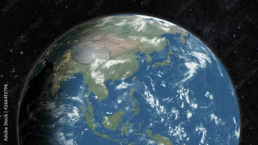 Planet earth from space. Day to night world globe spinning slowly ...