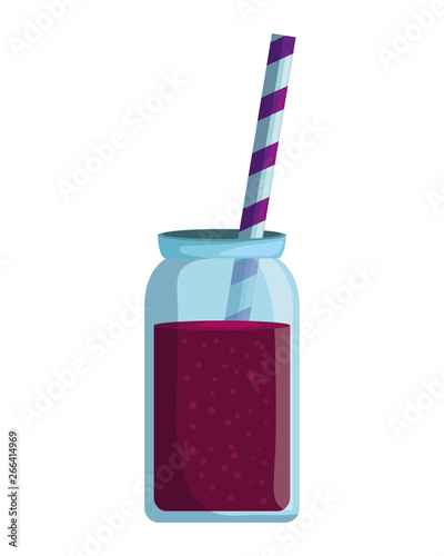 juice fruits in pot with straw