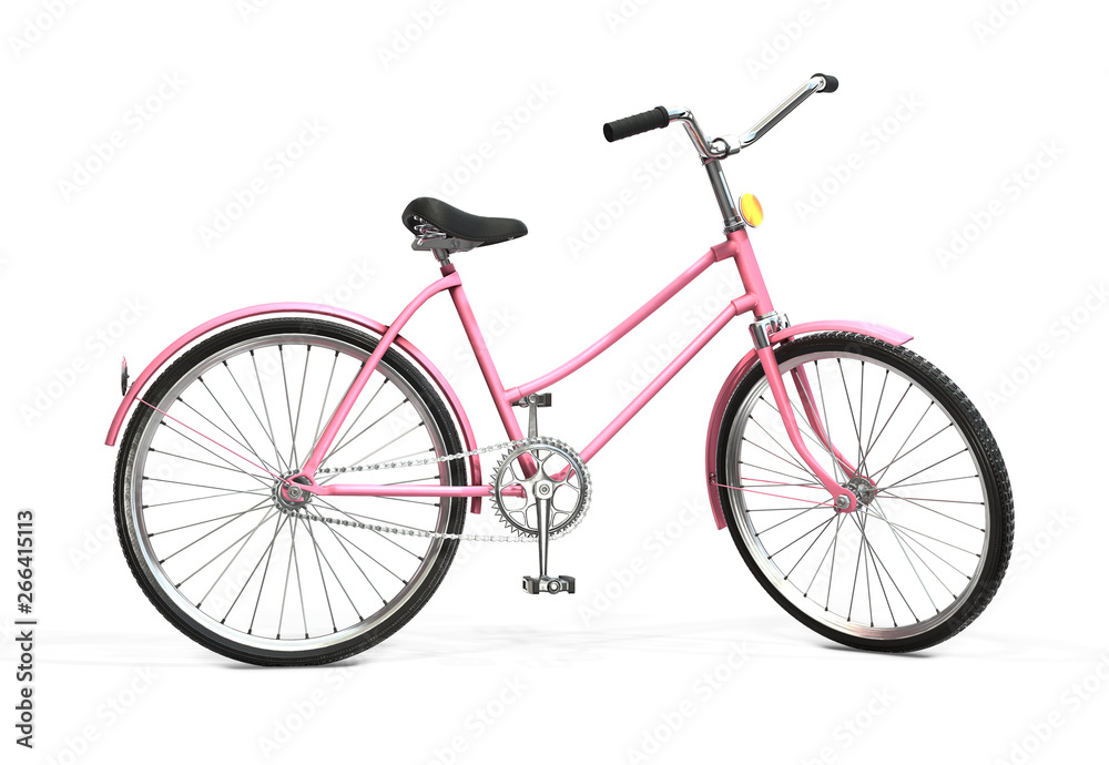 Bicycle on a white background. Retro bike. 3d rendering