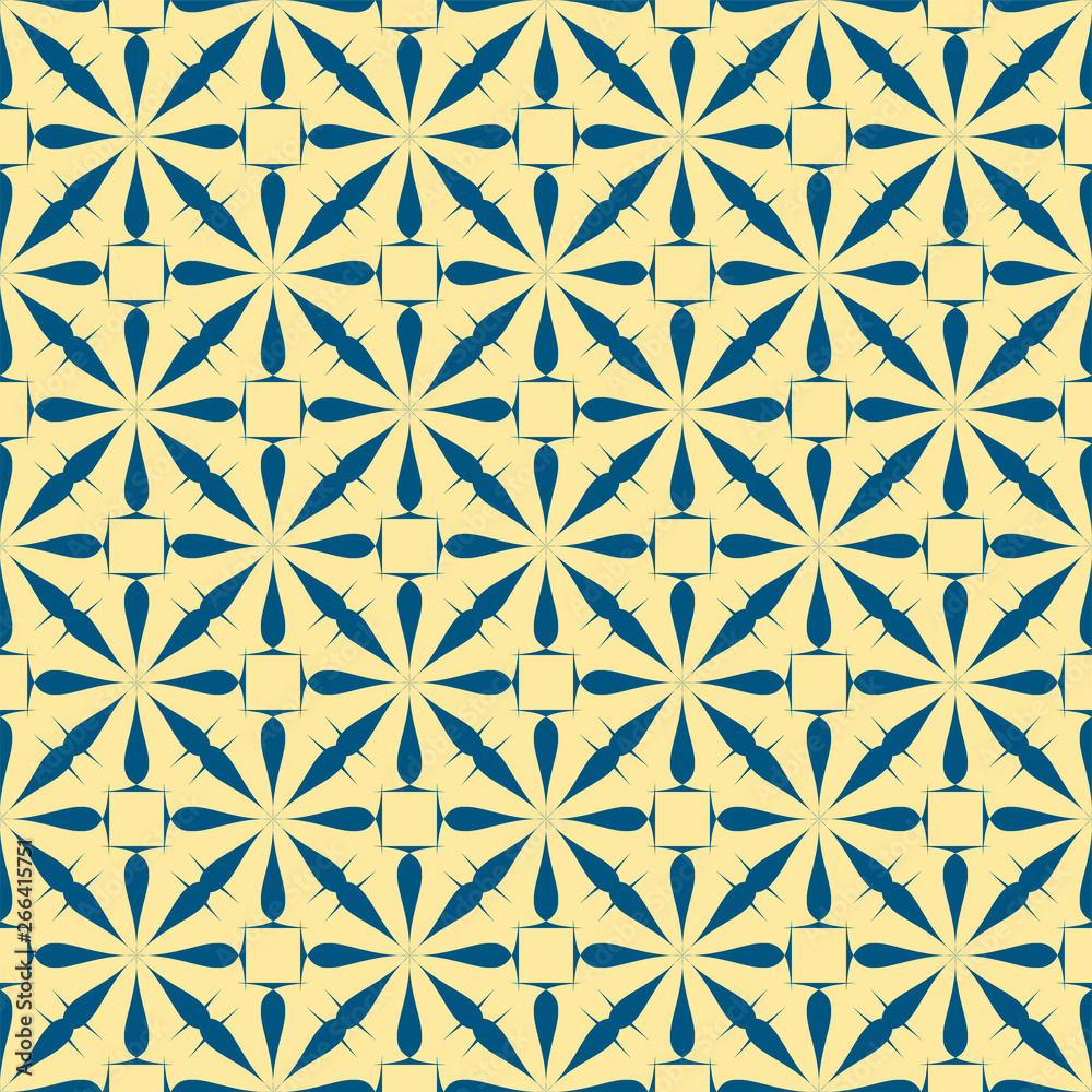 Dark blue pattern on yellow background. Seamless pattern. Dark blue pattern on yellow background. Seamless pattern.