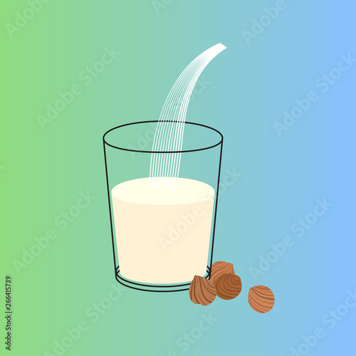 VeganMVector glass of hazelnut milk with nutsilk2