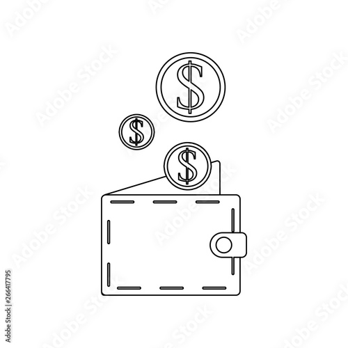 pennies and a purse icon. Element of banking for mobile concept and web apps icon. Outline, thin line icon for website design and development, app development