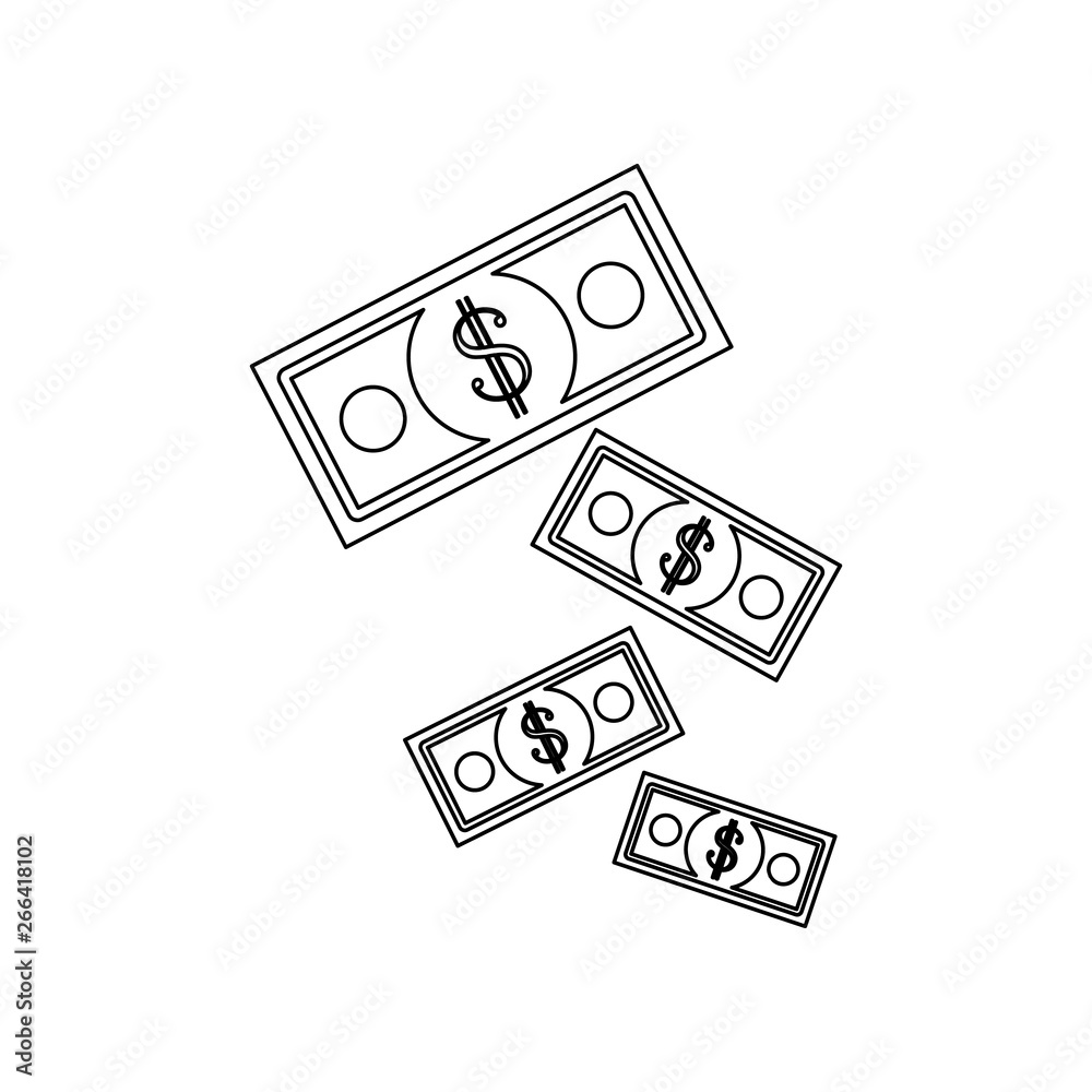 falling money icon. Element of banking for mobile concept and web apps icon. Outline, thin line icon for website design and development, app development