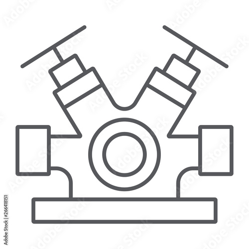 Hydrant system thin line icon, equipment and emergency, extinguisher faucet sign, vector graphics, a linear pattern on a white background.