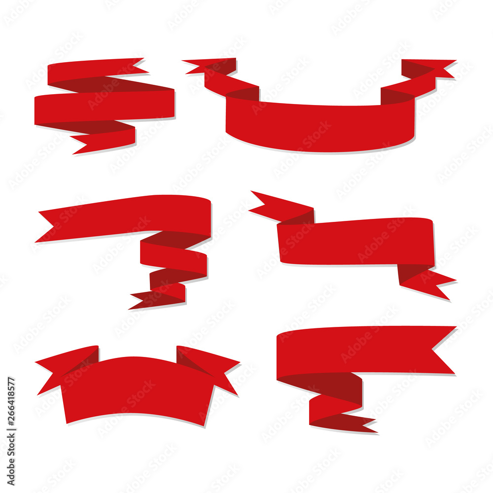 Set of Red ribbon banners set. Isolated on white Set of Red ribbon banners set. Isolated on white