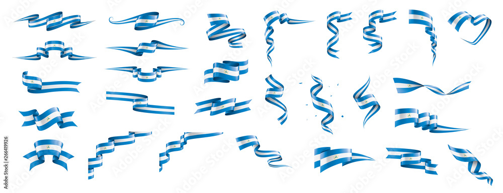 Nicaragua flag, vector illustration on a white background Nicaragua flag, vector illustration on a white background