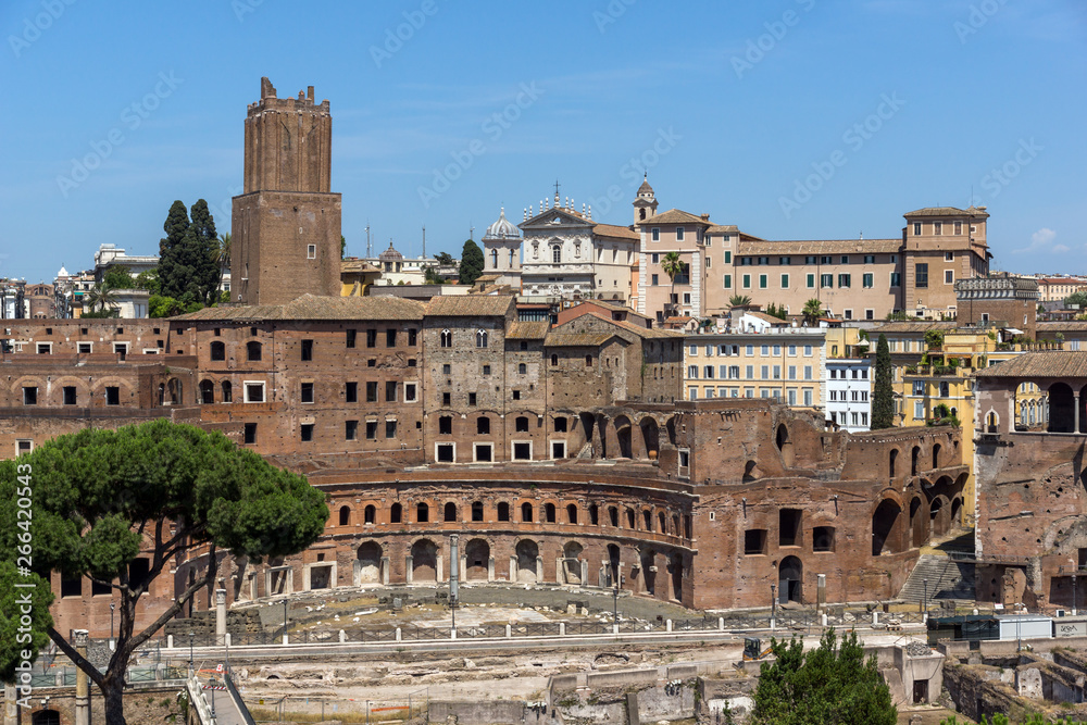 ROME, ITALY - JUNE 23, 2017:  Amazing panorama of City of Rome from the roof of  Altar of the Fatherland, Italy