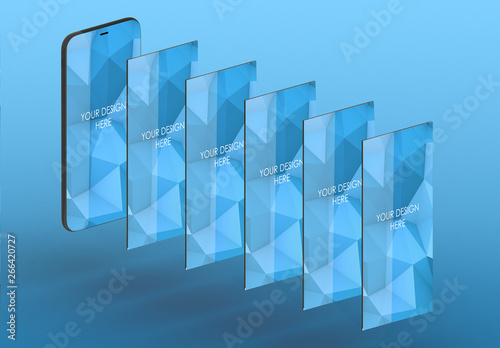 Smartphone with 6 Screens Mockup