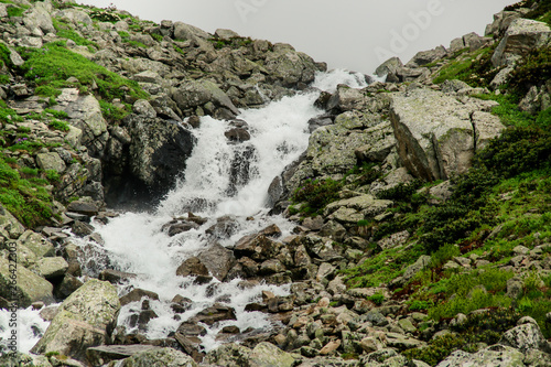 Water stream and rocks on top of Kackarlar Mountain. Ayder  Rize   Turkey