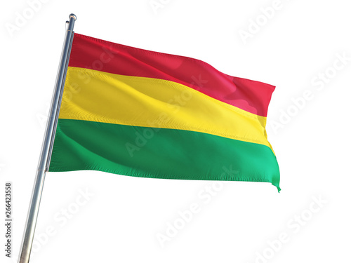 Bolivia National Flag waving in the wind  isolated white background. High Definition