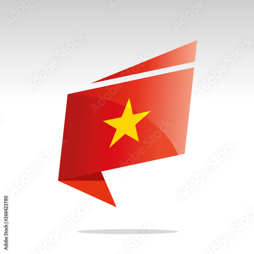 New abstract Vietnam flag origami logo icon button label vector