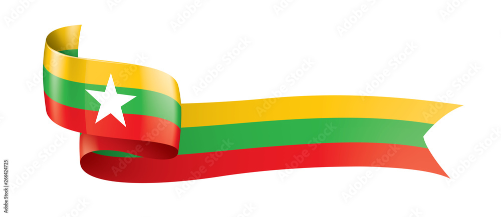 Myanmar flag, vector illustration on a white background Myanmar flag, vector illustration on a white background