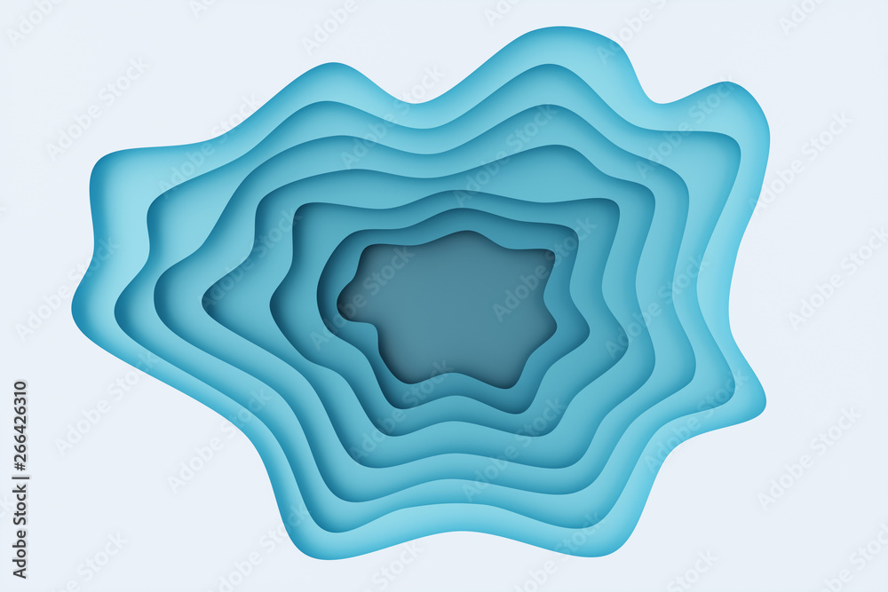 Abstract paper cut background, paper cut template. 3D blue wave relief effect for your design layout, presentation, flyer, banner, poster, brochure. Topography layered curved origami, 3D rendering Abstract paper cut background, paper cut template. 3D blue wave relief effect for your design layout, presentation, flyer, banner, poster, brochure. Topography layered curved origami, 3D rendering