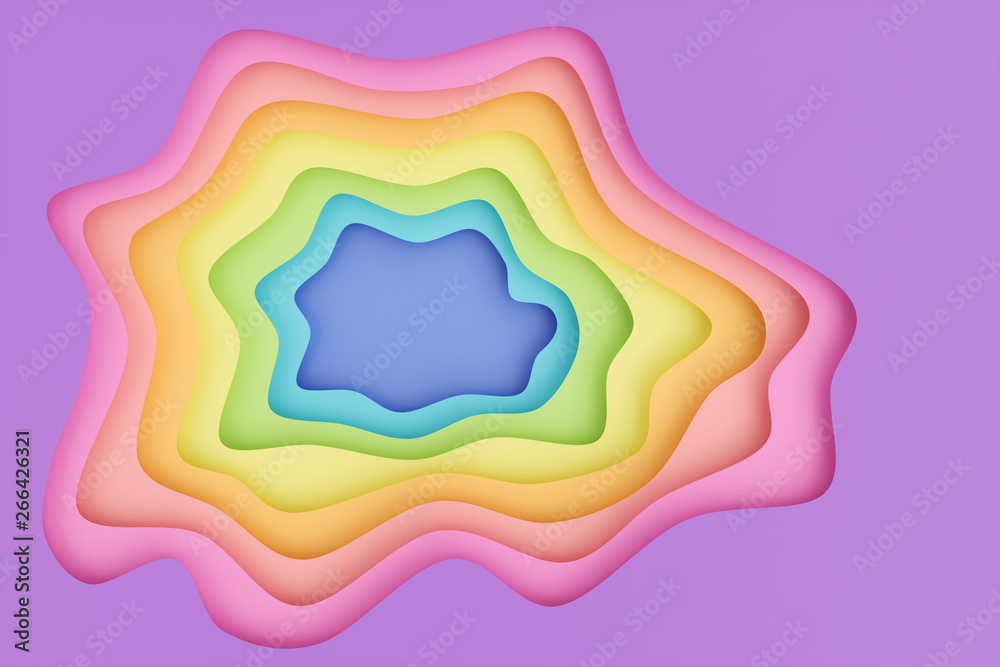 Abstract paper cut background, rainbow colors, pastel colors. 3D pastel ...