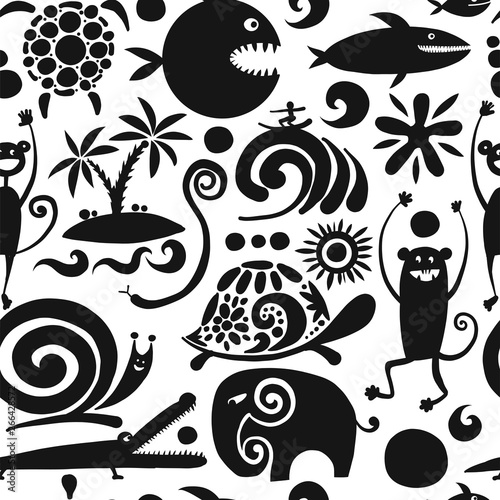 Funny animals, seamless pattern for your design