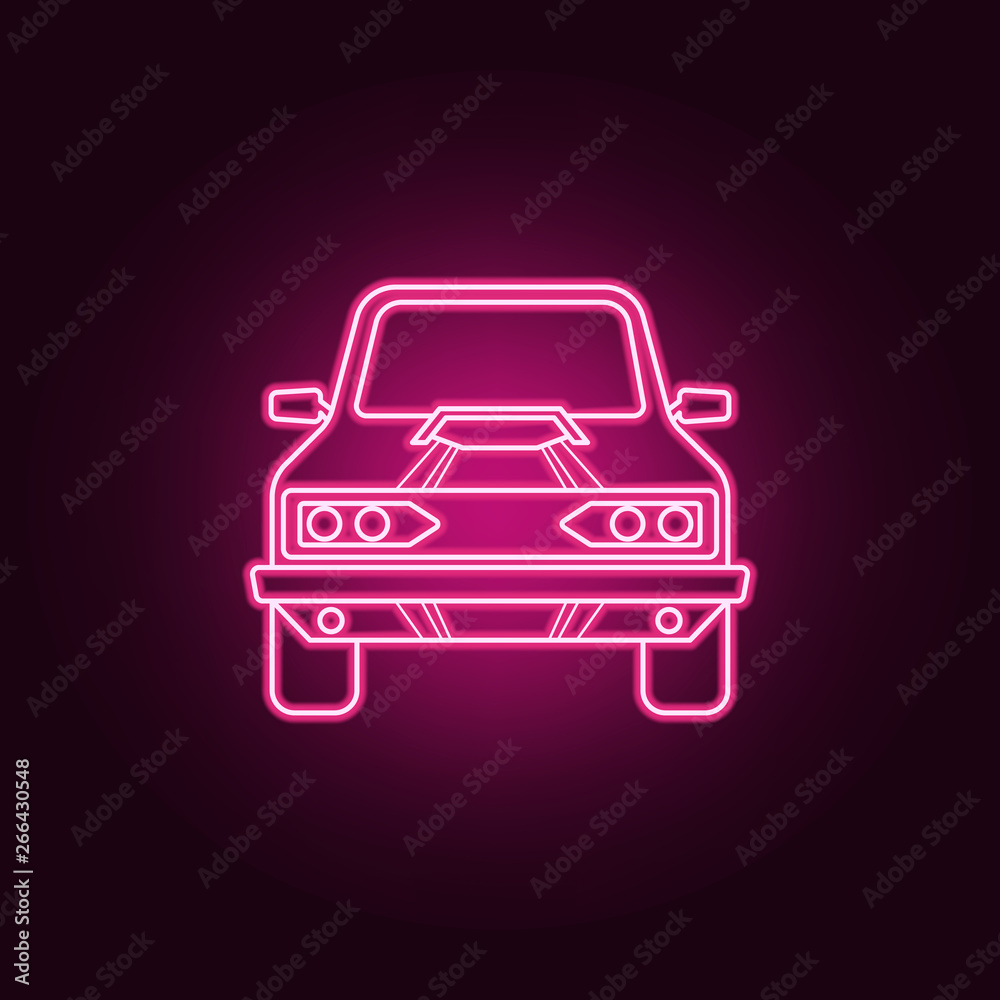 Muscle car front neon icon. Elements of bigfoot car set. Simple icon for websites, web design, mobile app, info graphics