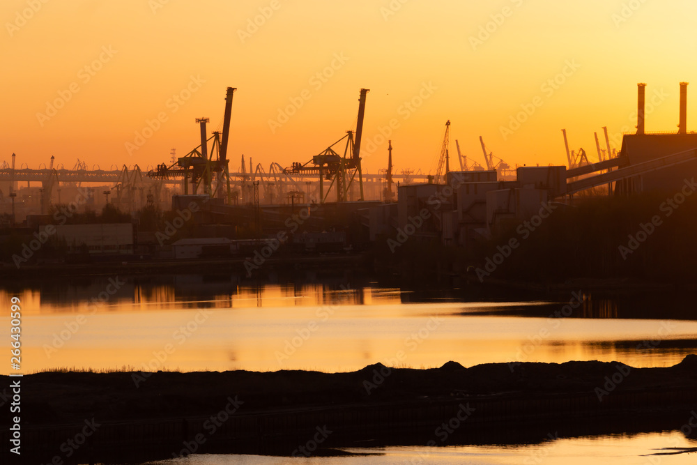 smoking pipes at sunset, pollution