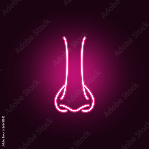 nose neon icon. Elements of body parts set. Simple icon for websites, web design, mobile app, info graphics