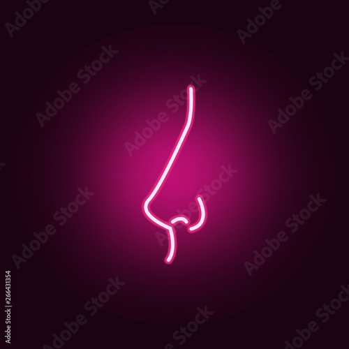nose neon icon. Elements of body parts set. Simple icon for websites, web design, mobile app, info graphics