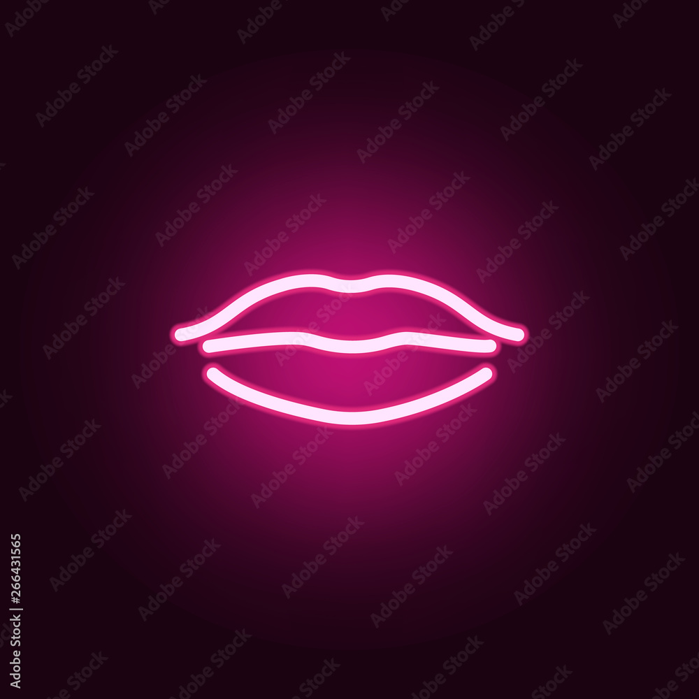 Woman lips line neon icon. Elements of body parts set. Simple icon for websites, web design, mobile app, info graphics Woman lips line neon icon. Elements of body parts set. Simple icon for websites, web design, mobile app, info graphics