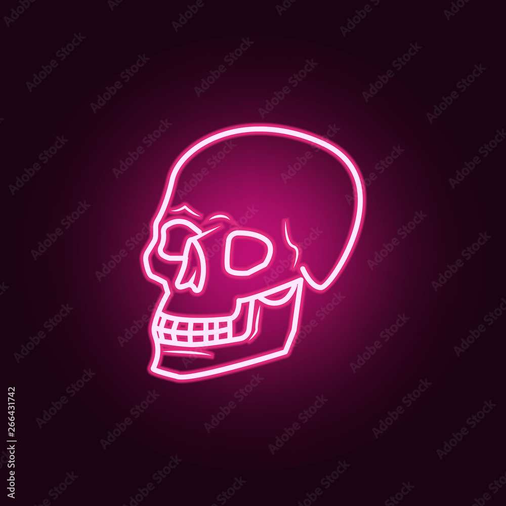 Skull vector neon icon. Elements of body parts set. Simple icon for websites, web design, mobile app, info graphics Skull vector neon icon. Elements of body parts set. Simple icon for websites, web design, mobile app, info graphics