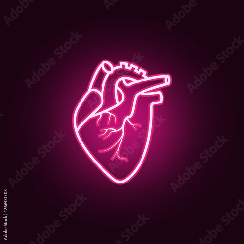Realistic Heartneon icon. Elements of body parts set. Simple icon for websites, web design, mobile app, info graphics