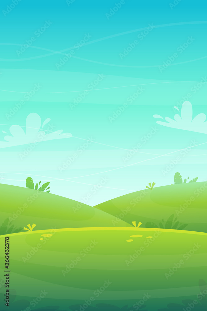 green grass barbeque grill at park or forest trees and bushes flowers scenery background , nature lawn ecology peace vector illustration of forest nature happy funny  picnic cartoon style landscape