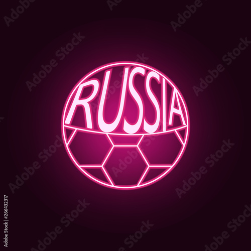 soccer ball and Russia neon icon. Elements of Championship 2018 set. Simple icon for websites, web design, mobile app, info graphics