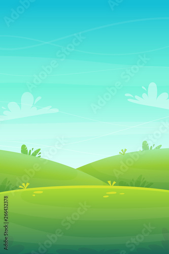green grass barbeque grill at park or forest trees and bushes flowers scenery background   nature lawn ecology peace vector illustration of forest nature happy funny  picnic cartoon style landscape