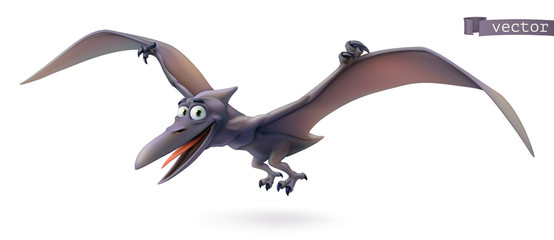 Handdoek met foto Jongenskamer Vrolijke vliegende pterodactylus cartoon  © Natis