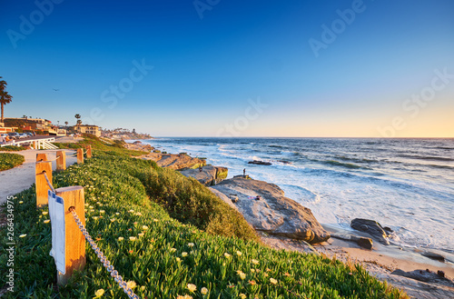 View South past the Surf Shack to Big Rock Reef along Windansea Beach, San Diego California