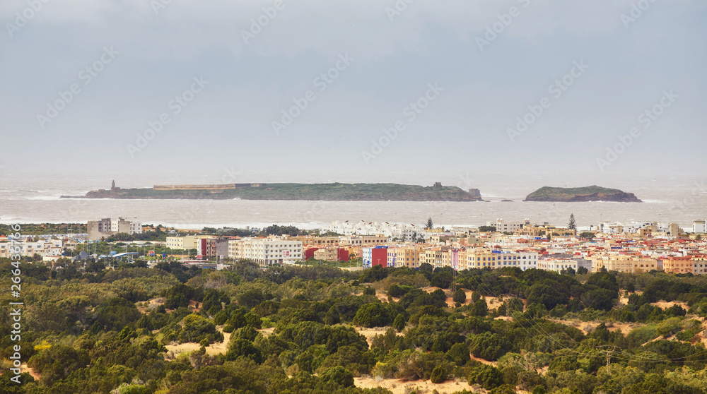 View of Mogador Island from a Beach in Essaouira Morocco