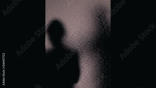 Silhouette of deaf mute couple arguing behind closed doors, family conflict