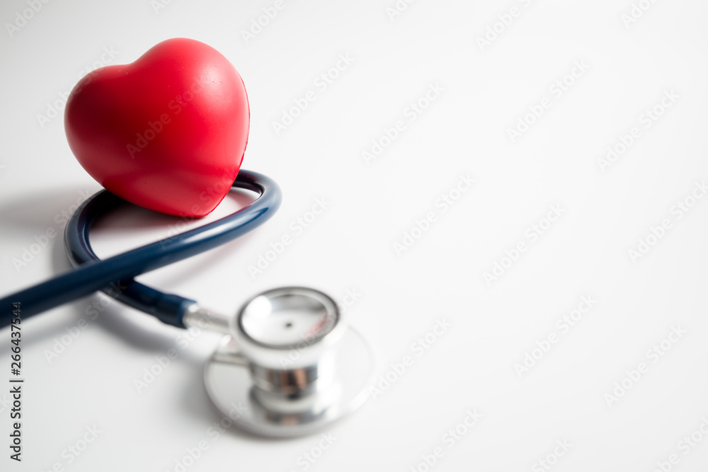 Red heart with stethoscope on white background Stock Photo | Adobe Stock